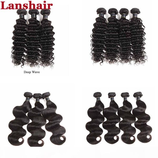 

indian brazilian deep wave human hair bundles 3 4pcs peruvian body wave human hair extensions body deep wave virgin hair weave bundles, Black