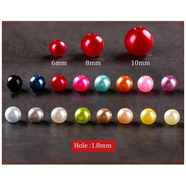 

100pcs/bag with hole abs imitation pearl beads 4/6/8/10/12mm round plastic acrylic spacer bead for diy jewelry making bbytxa