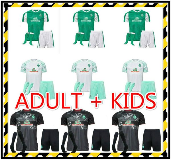 

kids + sock 20 21 sv werder bremen soccer jerseys 2020 2021 black klaassen fÃ¼llkrug bittencourt rashica pizarro football shirts, Black;yellow