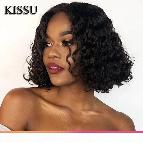 

human brazilian hair wig sale deep wave bob wig human hair sale with hd lace closure virgin for women, Black;brown