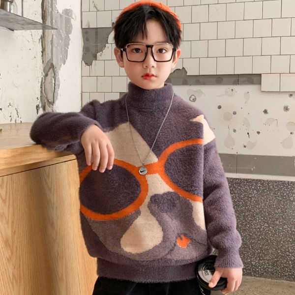 

winter cloth 2020 new cuhk boys' dog head mink veet children's sweater pullover, Blue