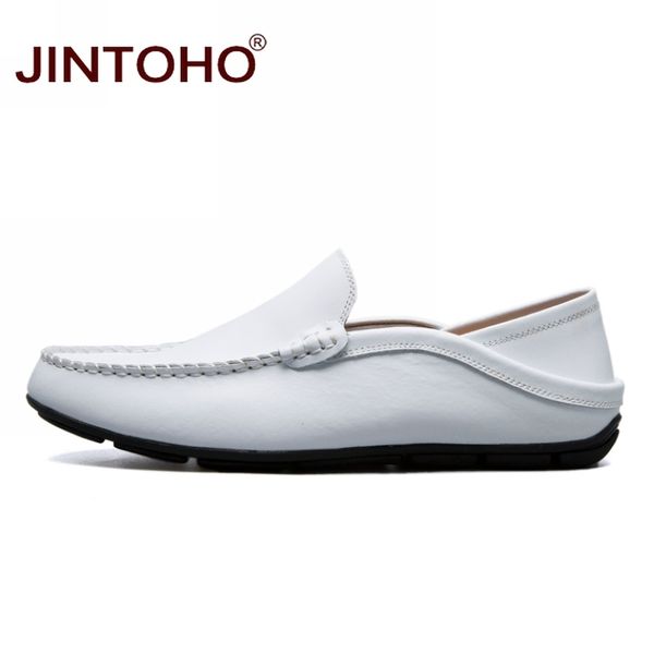 

jintoho big size 35-47 slip on casual men loafers spring and autumn mens moccasins shoes genuine leather men's flats shoes 201125, Black