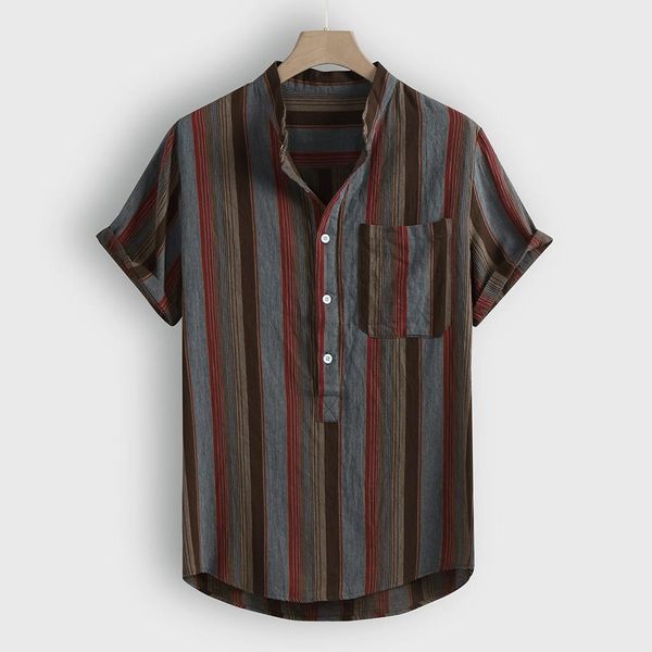 

полосатая рубашка мужчины мода повседневная кнопка с коротким рукавом вниз большой размер губ в глубине блузки мужская гавайская рубашка cam, White;black