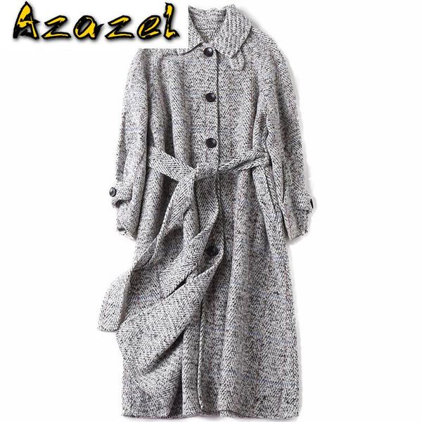 

women's wool & blends long coat female korean vintage spring autumn jacket women clothes 2021 outwear casual office lady coats abrigos, Black