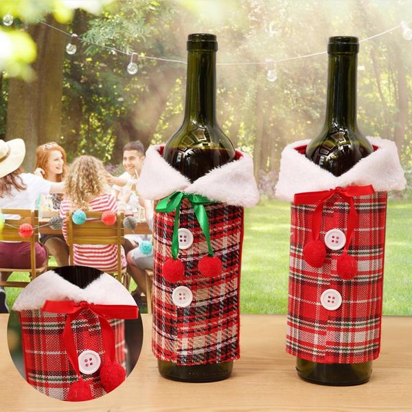 

рождество красный бутылки вина охватывает сумка 2020 санта-клаус снеговика белье бутылка шампанского covers christmas party home decor табли