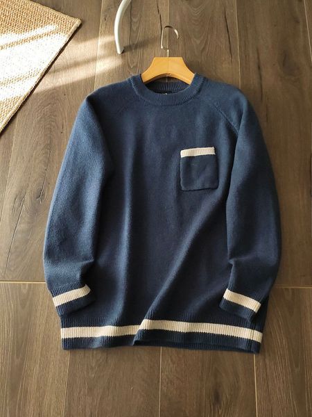 

mens swater winter new stripe color fashion streetwear pocket pure cotton men's round neck sweatershirt, White;black