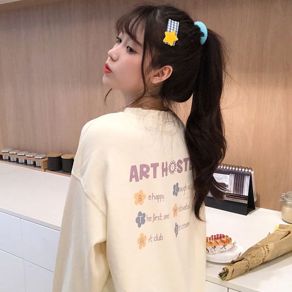 

2021 new female sweatshirt spring and autumn loosed in lazy thin wind bf super fire coat 1mvq, Black