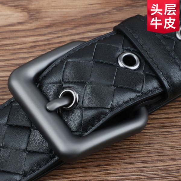 

counter woven head special leather pin buckle men's fashion leisure belt for men and women, Black;brown