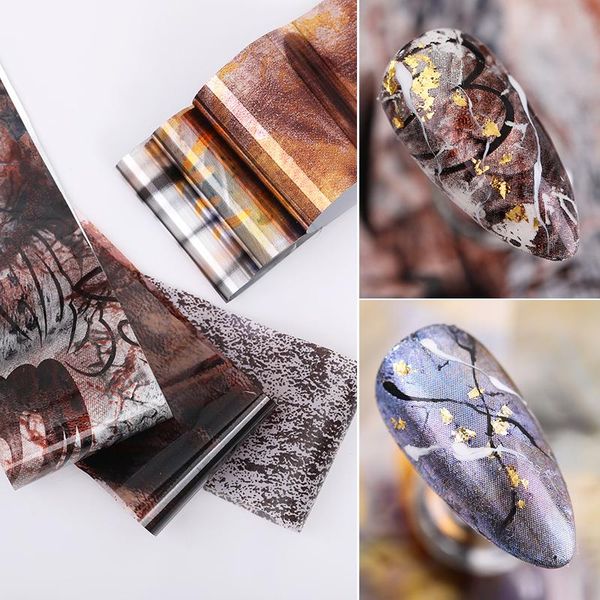 

stickers & decals 1pc blooming nail sparkly foil sticker vintage mirror effect art transfer diy decoration manicures, Black