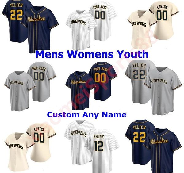 

2021 milwauk men women kids 22 christian yelich 19 robin yount baseball 53 brandon woodruff justin smoak eric sogard keston hiura lorenzo je, Blue;black