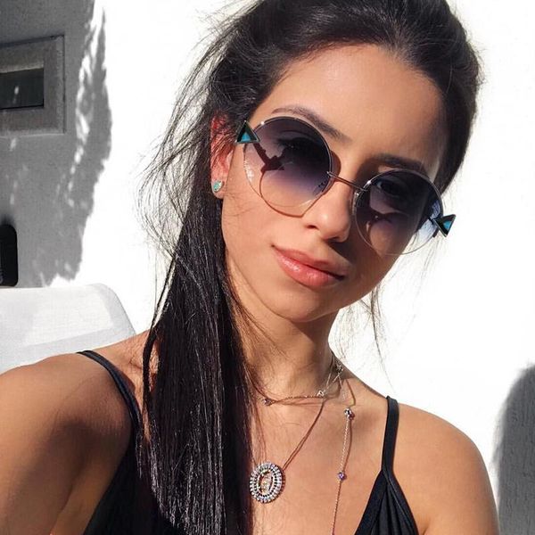 

sunglasses vintage round woman shades for women 2021 fashion brand gradient ladies feminine glasses, White;black