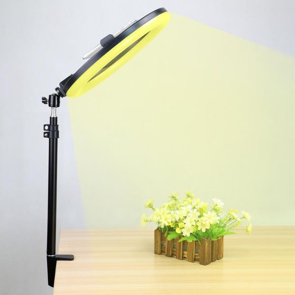 

led ring light dimmable selfit lamp with stretchable deskstand bracket phone clip holder for video live pgraphy lighting