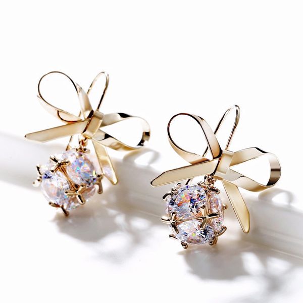 

earrings female temperament bow short earrings women personality all-match earrings, Silver