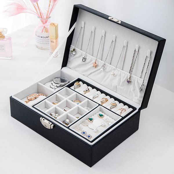 

organizer display travel box jewelry case boxes earring holder leather portable storage zipper jewelers q1130