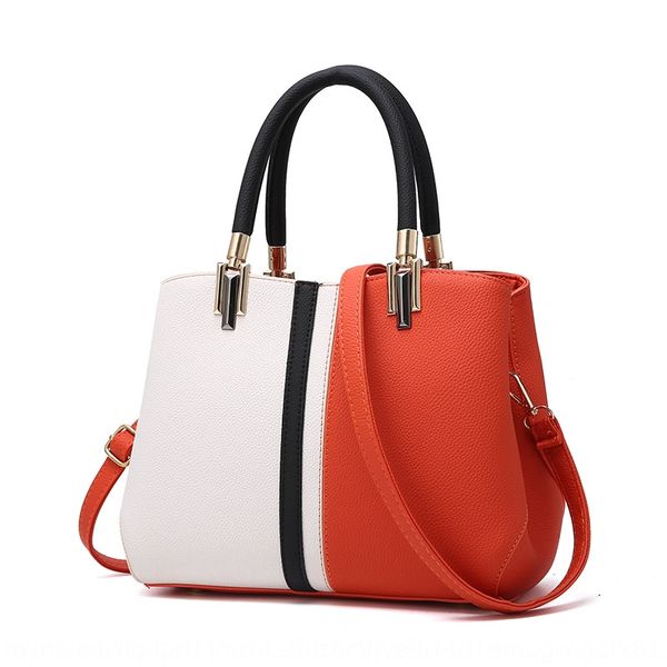 

dflsj 2020 spring color contrast fashion shoulder casual pu leather women's hand shoulder hand bag bag, Blue;pink
