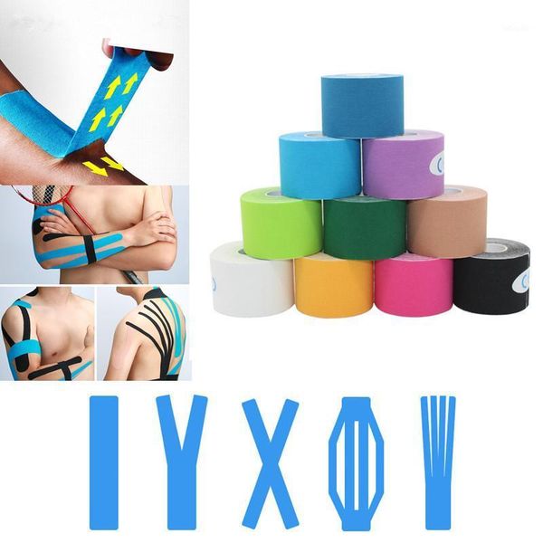 

wrist support 5m waterproof breathable cotton kinesiology tape sports elastic roll adhesive muscle bandage pain care knee elbow protector1, Black;red