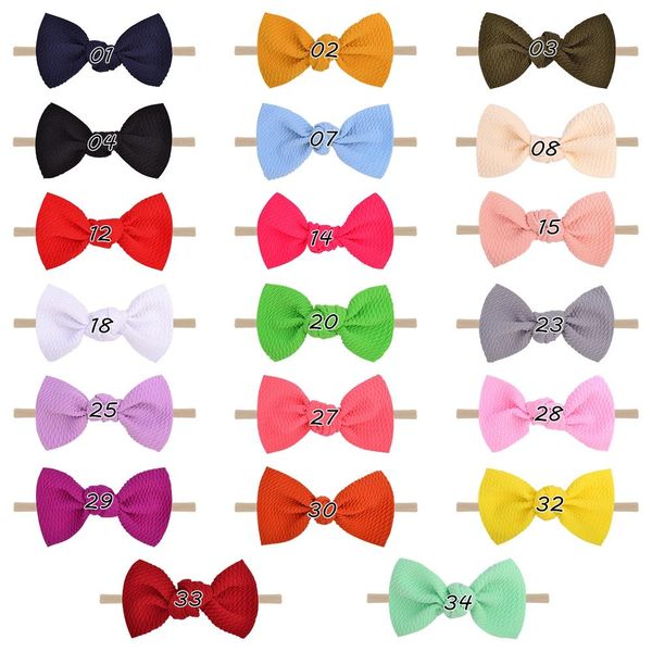 

20pcs/lot nylon baby headband with messy bow newborn girl hairbows infant solid samll bow headwrap headwear hair accessories q sqcbjz