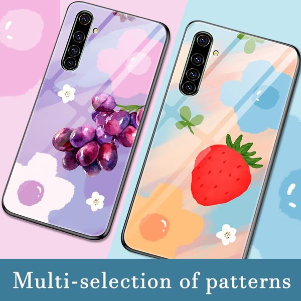 

cute fruit закаленное стекло телефон чехол для realme x x2 pro xt xlite x50 k1 k3 k5 3pro красочные окрашенные защитная крышка wmtmeb infant
