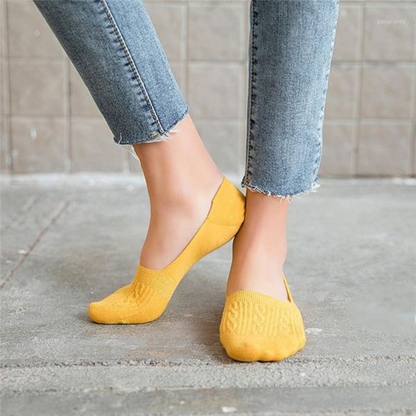 

5 pairs/set woman silicone non-slip invisible socks solid color boat socks ladies quality slipper no show for female1, Black;white