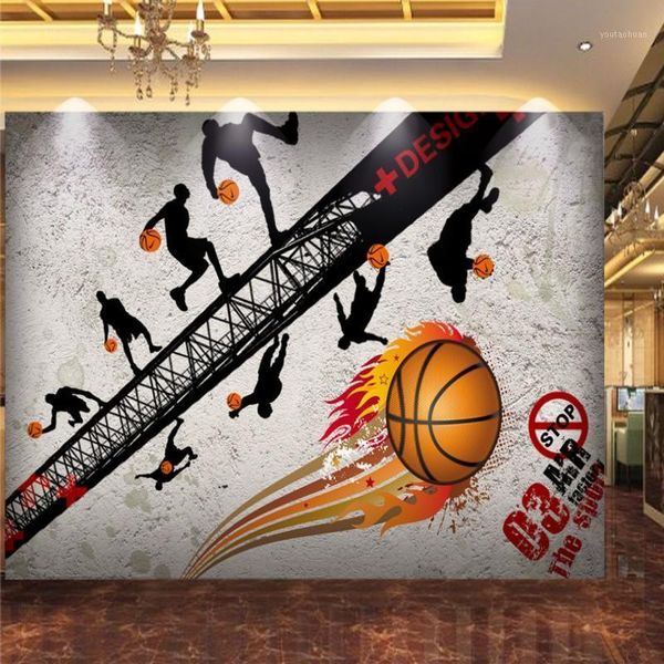 

wallpapers dropship 3d po wallpaper custom basketball mall retro sports fitness background gym corridor shopping center mural1