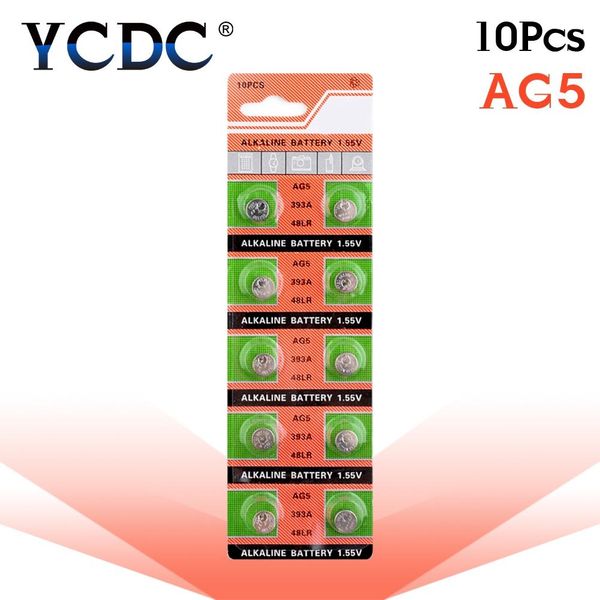 

10 шт. / пакет ag5 lr754 393 кнопка батареи sr754 193 ячейки монета щелочная батарея 1.55v 393a 48lr g5a для часовых игрушек удаленный wmtuy, Bronze;slivery