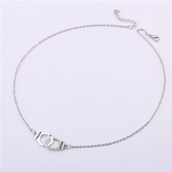 

women handcuffs charm pendant necklace silver lover alloy valentine's day gifts fashion jewelry dhl ing