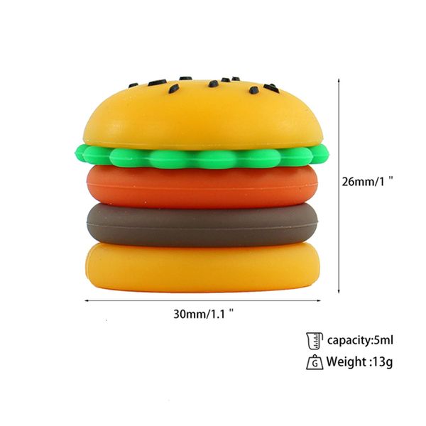 

slicone jar ml hamburger box vaporizer for concentrate wax oil container 5 pcs/lot