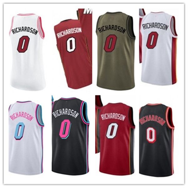 

custom 2020 style jerseys black white green grey army green 0 josh richardson basketball jersey, Black;red