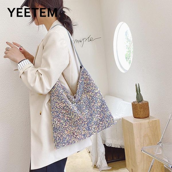 

new women's bag pu leather fashion wild large-capacity sequined shoulder bag chain oblique shoulder tote wallet student gift