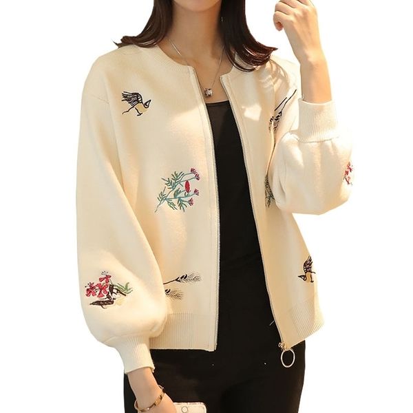 

autumn new short style loose long sleeved women's blouse knitted cardigan original home wind sweater jacket female tide. 201023, White;black