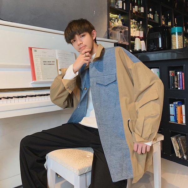 

2021 winter new korean version of the loose fashion original trend stitching ins net red harajuku couple casual denim jacket, Black;brown