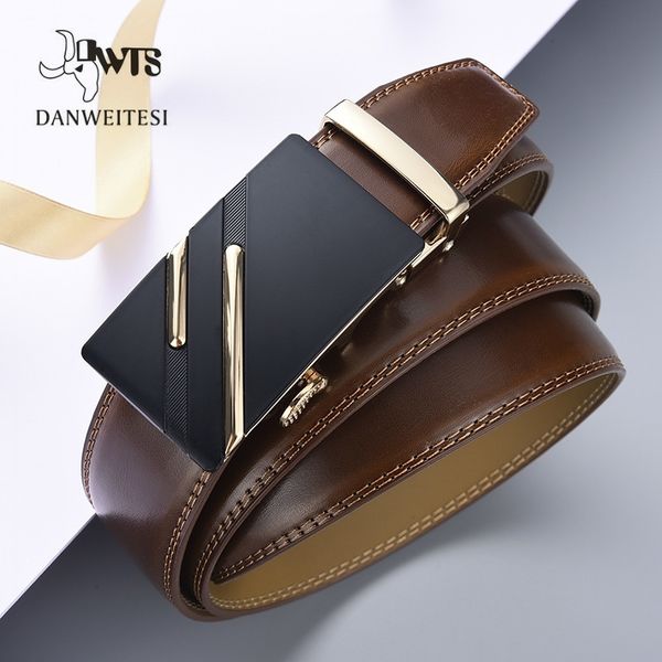 

dwts]belt male genuine leather strap men belt designer brand automatic buckle belts for men belts cummerbunds cinturon hombre 201106, Black;brown