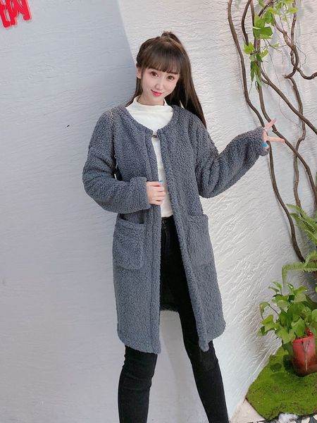 

women winter coat 2020 new products thick plush cardigan flannel women's female jacket autumn long coats and jackets keep warm, Black