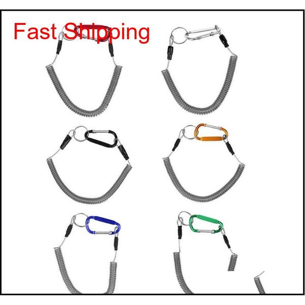 

fishing lanyards boating ropes coiled fish missed rope fishing pole rod protective steel rope line fishing tackl fru abc2007