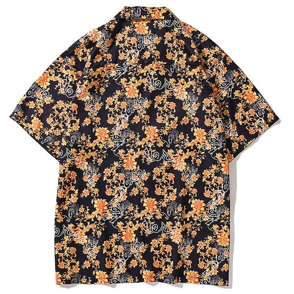 

2021 new aelfric eden summer shirts men oversized flower printed short sleeve hip hop streetwear hawaii beach shirt loose tees m69m, White
