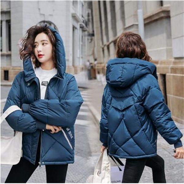 

2021 new of women parkas with thick hood down female padded cotton short winter jacket outwear 445w, Black