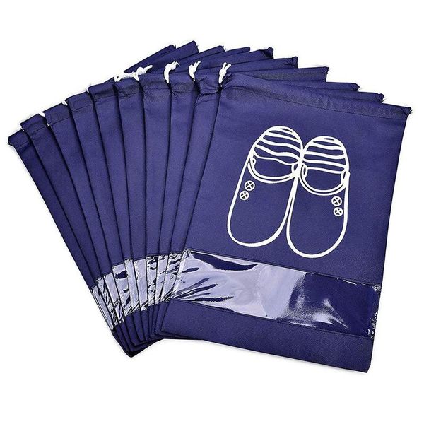 

portable travel shoe bags dustproof shoe organizer for men and women water-resistant space saving storage bags navy blue (10 pcs, Pink;blue