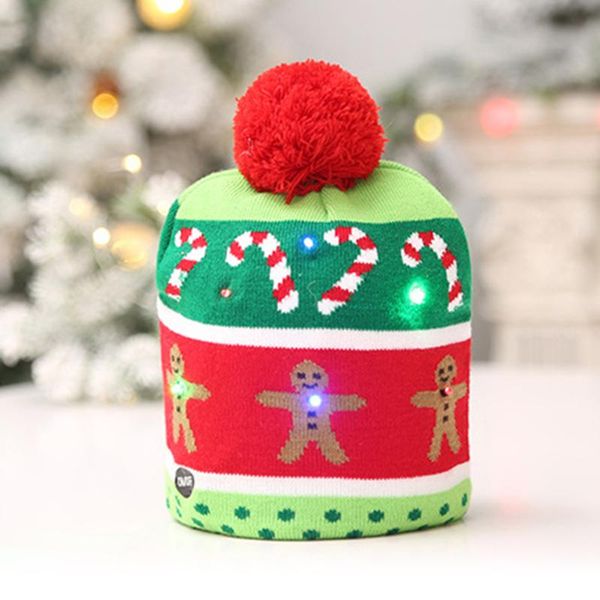 

2020 New LED Flashing Light Christmas Hats Soft Knitted Hat Santa Snowman Reindeer Christmas Hat Adult Kids Xmas Party Cap scarf