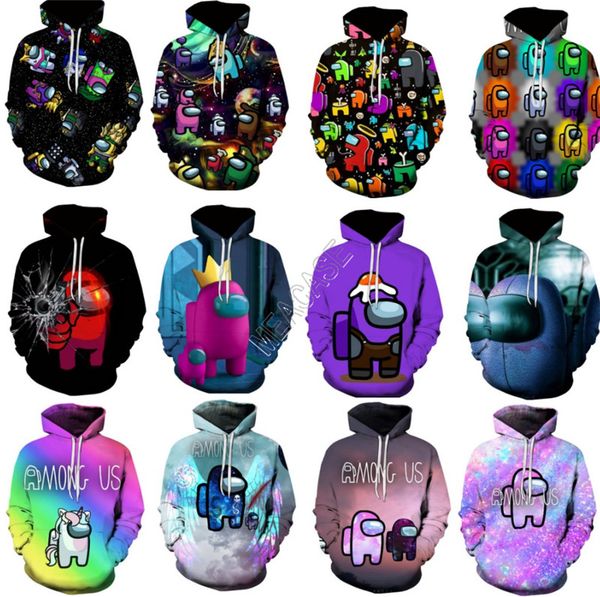 

among us letters hoodies 3d hooded pullover hip hop fashion sweatshirts men women blouse sweater adults clothes sale d112602, Black