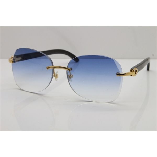 

designer new rimless 3524012 genuine black buffalo horn sunglasses limited edition good quality glasses popular fashion men sunglasse, White;black