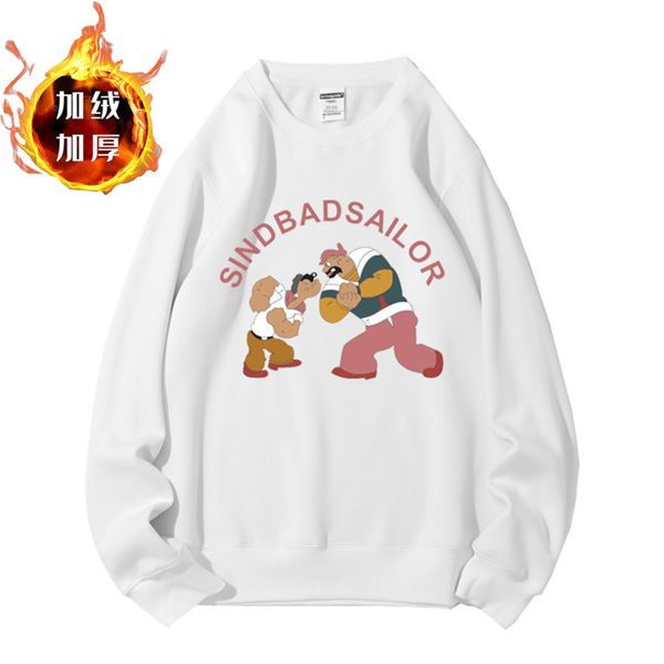 

cartoon printed warm fleece hoodies men sweatshirts new autumn winter black color hip hop streetwear hoody man's clothing c0127