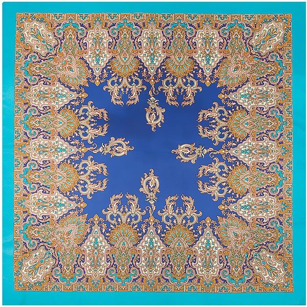 

100cm 100% silk scarf women wraps spain cashew paisley print square scarves neckerchief female foulard silk hijab lady bufandas bbystp, Black