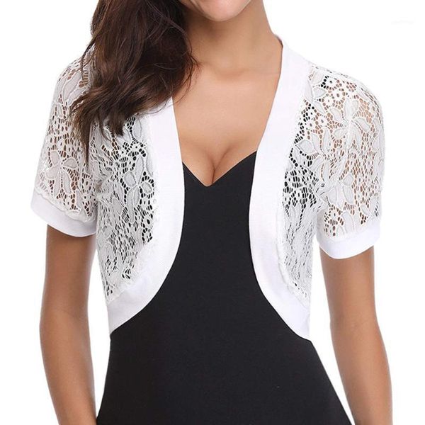 

ladies lace blouse summer cardigan coat short crochet female shirt floral beach outwear cover up open front woman clothing1, White