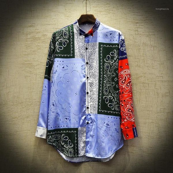 

shirt flower man social long sleeve shirt hawaiian men camisa masculina men's loose casual printing shirts flowers1, White;black