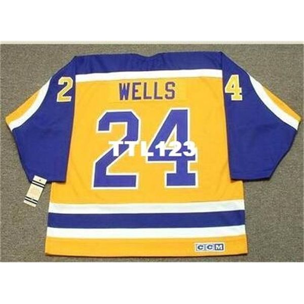 

421 #24 jay wells los angeles kings 1985 ccm vintage home hockey jersey or custom any name or number retro jersey, Black