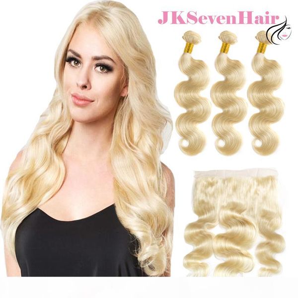 

european russian body wave blonde color virgin hair bundles 3pcs with lace frontal ombre 613 brazilian malaysian peruvian remy hair wefts, Black