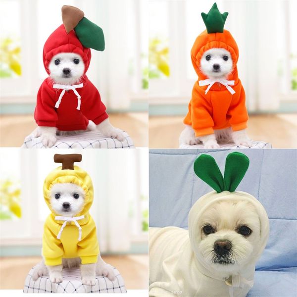 

pets hooded fruit coat white radish frog shape plush lace up clothes cute dog cat sweater puppy winter comfortable 9 9gg g2