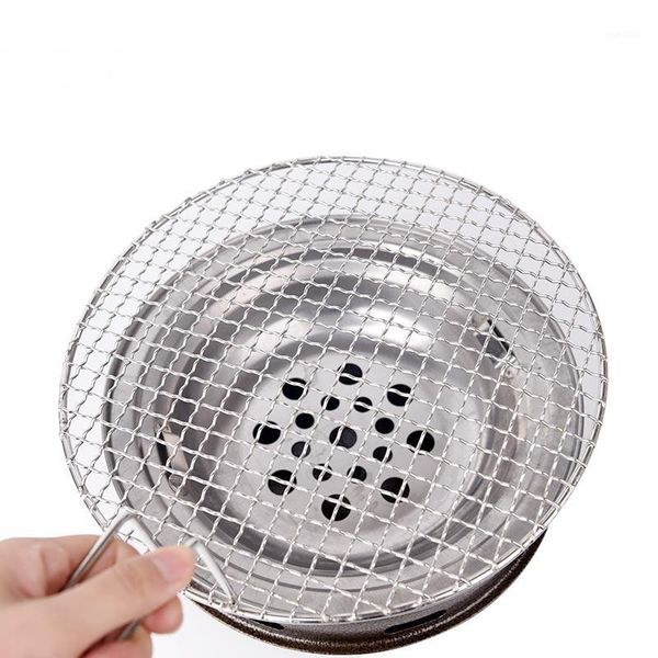 

265mm mesh bbq grill racks with handle grid for cooking korean barbecue grill bbq grate korean barbecue net steel grate grid1