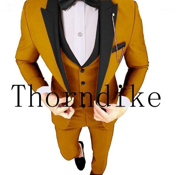 

elegant orange one button men suit 2020 custom wedding tuxedos groom suits for men business office wear (jacket+pants+vest)1, White;black