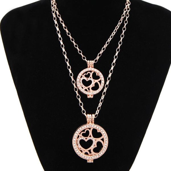 

pendant necklaces vinnie design jewelry multi hearts coin disc necklace with 2pcs holder,2pcs 80cm and 45cm link chain, Silver